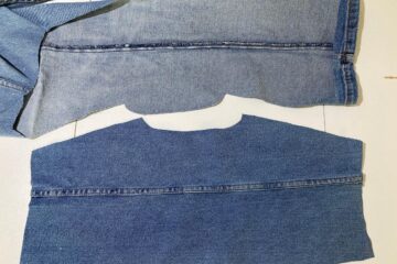 Cut out back yoke from a pair of jeans, and the jeans it was cut from above it.
